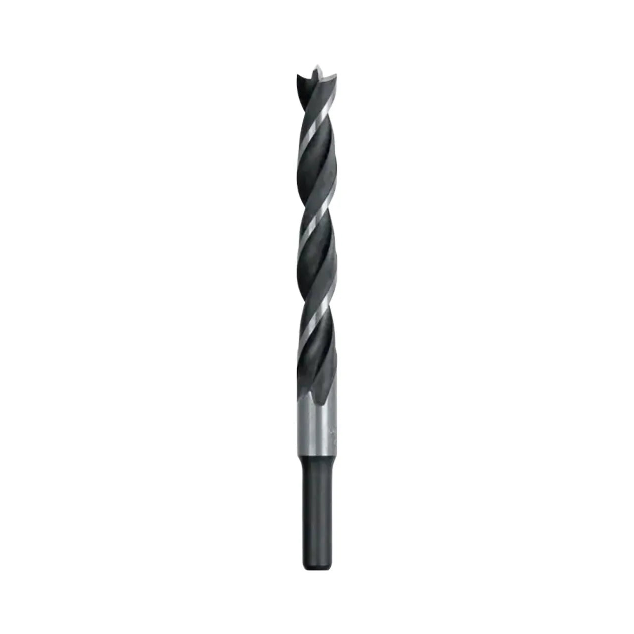 A Go Build 1/2 in. Steel Brad Point Drill Bit, featuring a spiral design, stands upright against a plain white background.